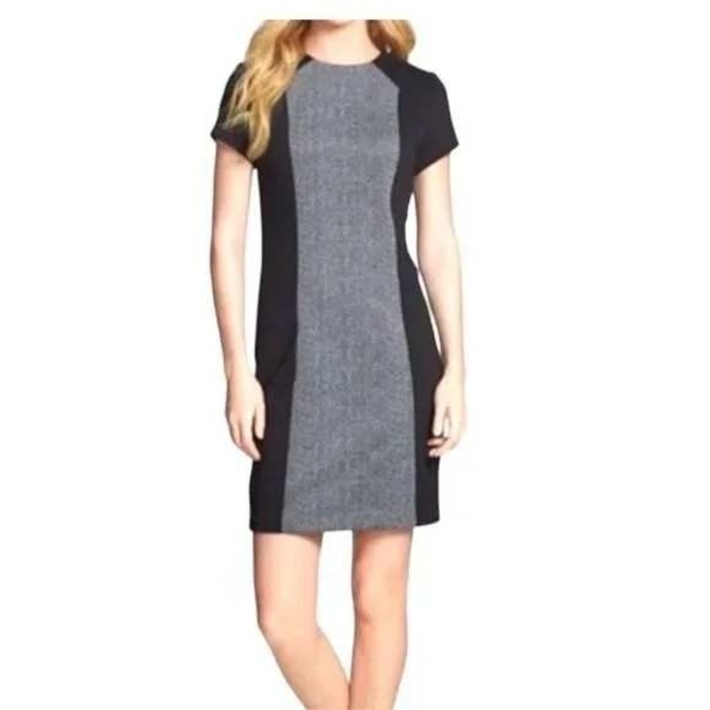 MICHAEL Michael Kors Women's Black Colorblock Herringbone Panel Dress Size 10‎